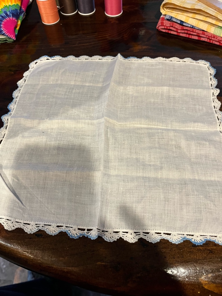 Two White Crochet-Edged Ladies Handkerchief